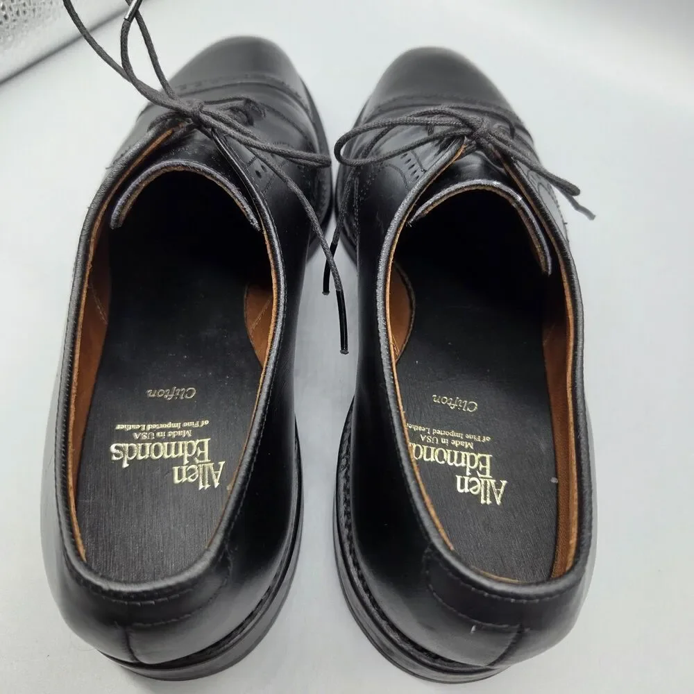 Allen Edmonds  Black Clifton Cap Toe Leather Dress Oxford Shoes Size 8.5 D USA